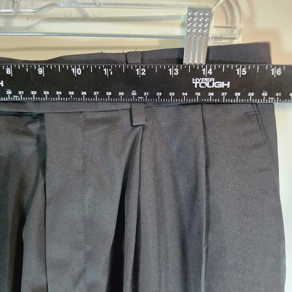 Alan Flusser Golf Pants Mens 32x30 Black Pleated Cuffed No Iron NWT